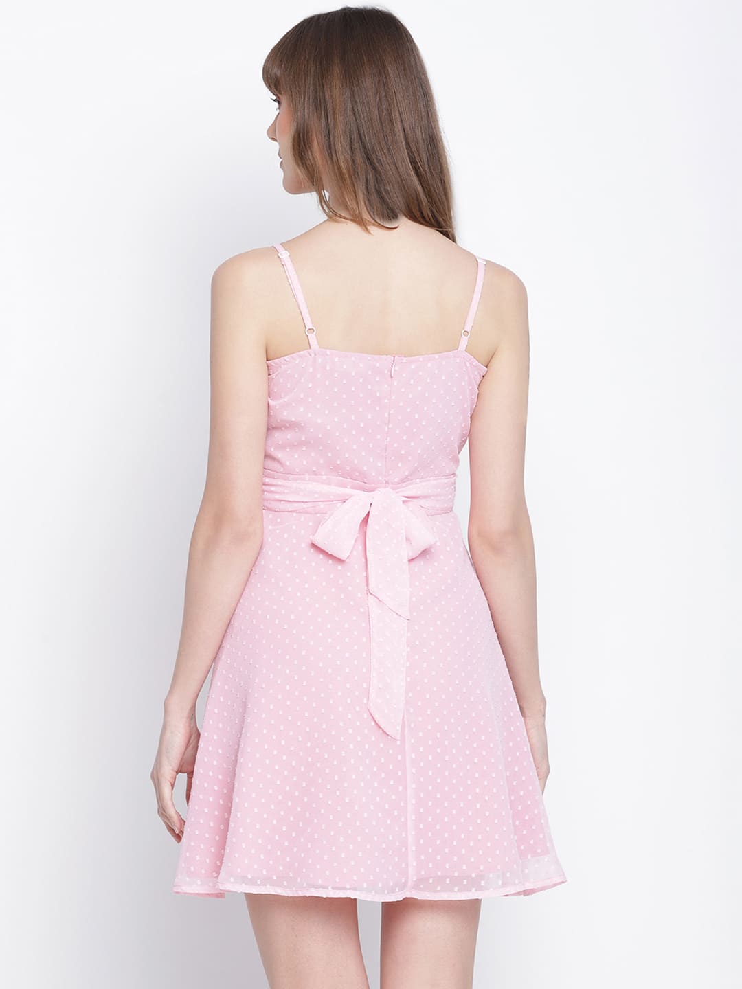 Knee Length,Pink Dress,Knee Length Dress,Round Neck Dress,Sleeveless Dress,Pink Solid Dress