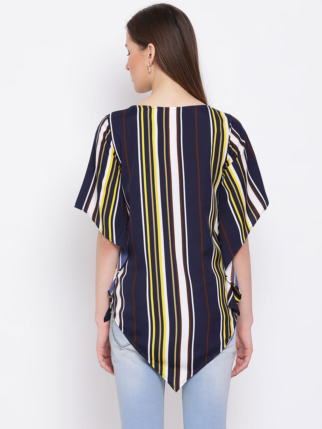 Longline,Blue Top,Longline Top,Round Neck Top,Short Sleeves Top,Blue Printed Top