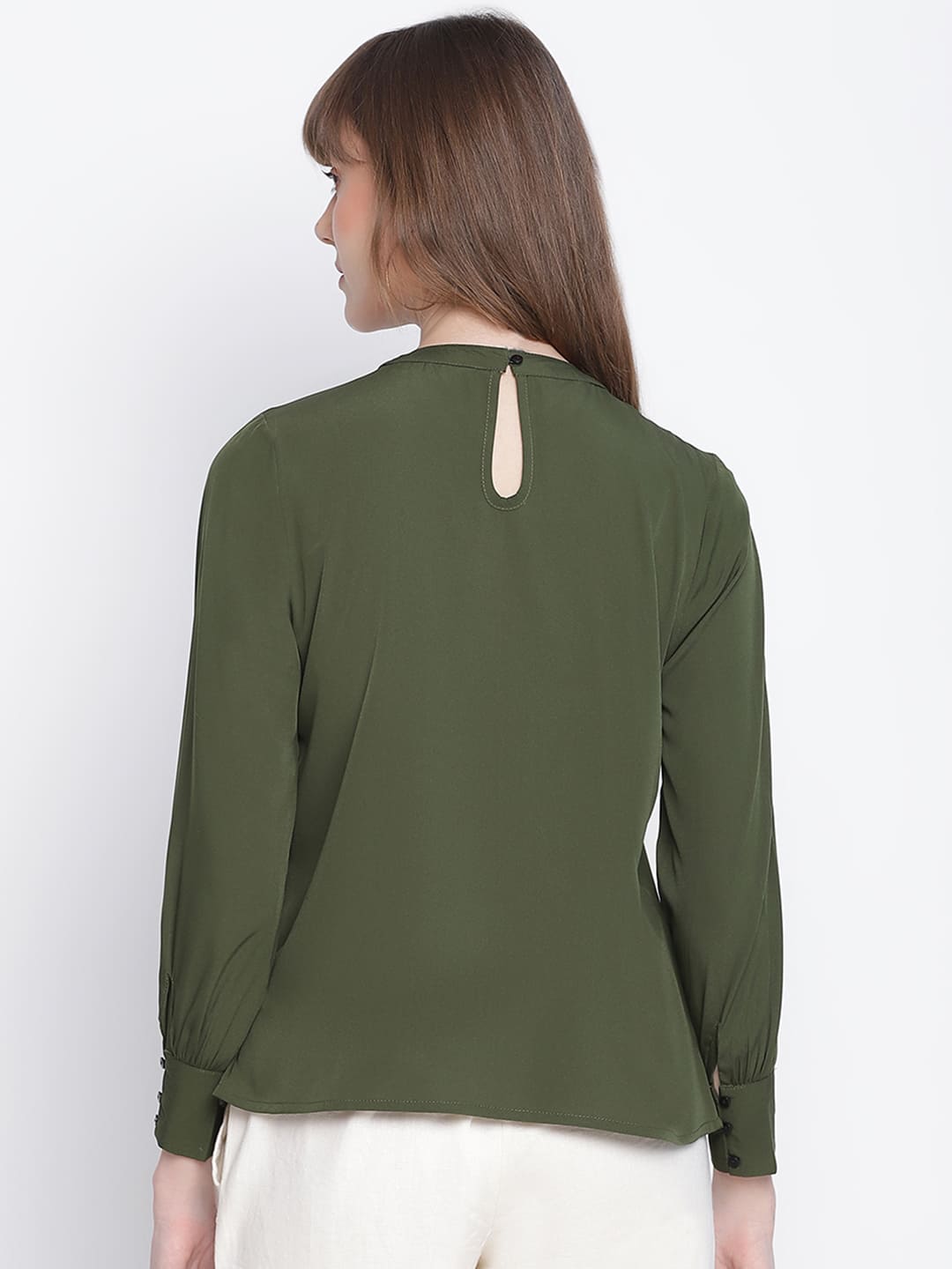 Regular,Green Top,Regular Top,Round Neck Top,Full Sleeves Top,Green Solid Top