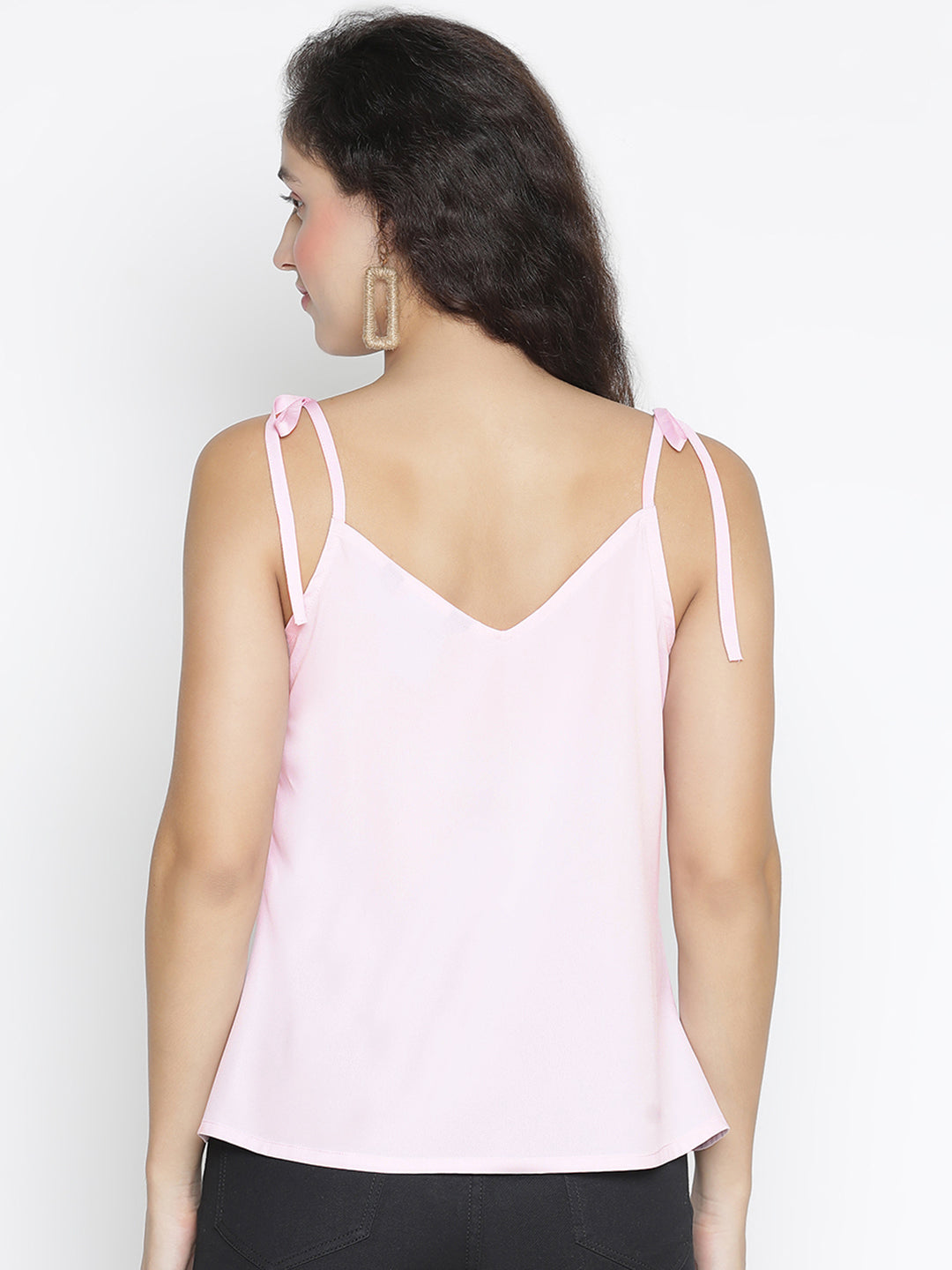 Spaghetti Top,Pink Top,Spaghetti Top,V-Neck Top,Sleeveless Top,Pink Solid Top