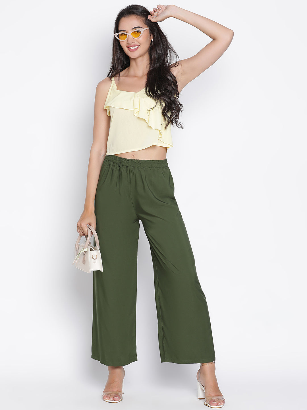 Ankle Length,Green Trouser,Ankle Length Trouser,Green Solid Trouser