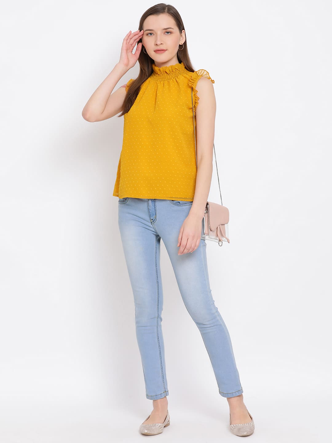 Regular,Yellow Top,Regular Top,Round Neck Top,Sleeveless Top,Yellow Solid Top