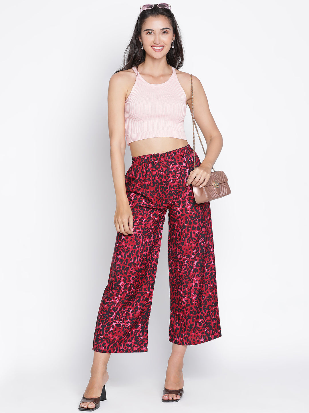 Ankle Length,Red Trouser,Ankle Length Trouser,Red Animal Print Trouser