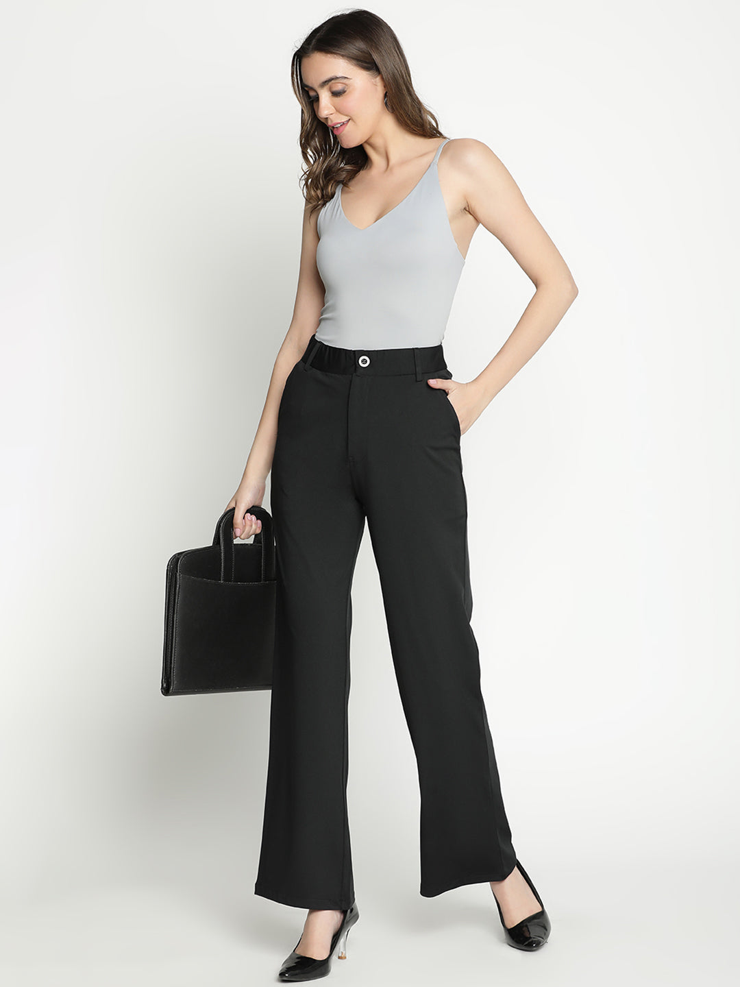 Ankle Length,Black Trouser,Ankle Length Trouser,Black Solid Trouser