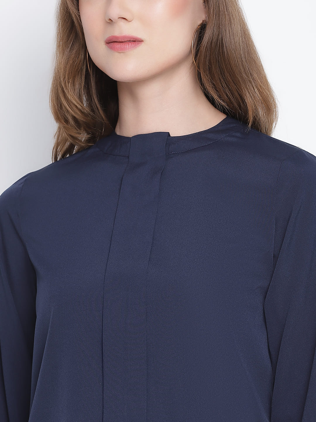 Regular,Blue Top,Regular Top,Round Neck Top,Full Sleeves Top,Blue Solid Top