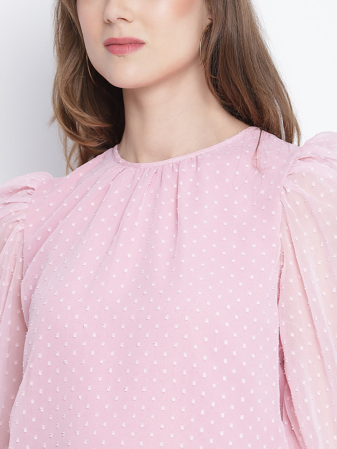 Regular,Pink Top,Regular Top,Round Neck Top,Full Sleeves Top,Pink Solid Top