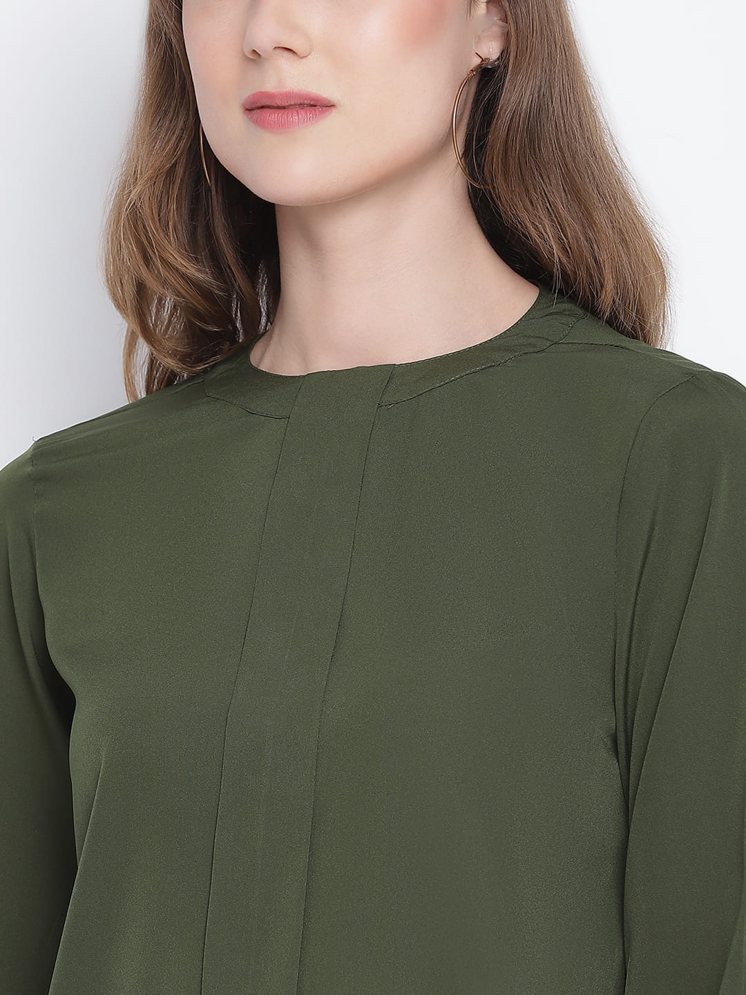 Regular,Green Top,Regular Top,Round Neck Top,Full Sleeves Top,Green Solid Top