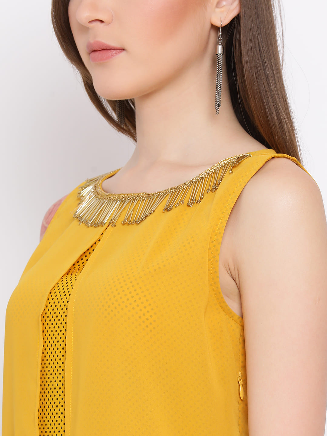 Midi,Yellow Dress,Midi Dress,Round Neck Dress,Sleeveless Dress,Yellow Solid Dress