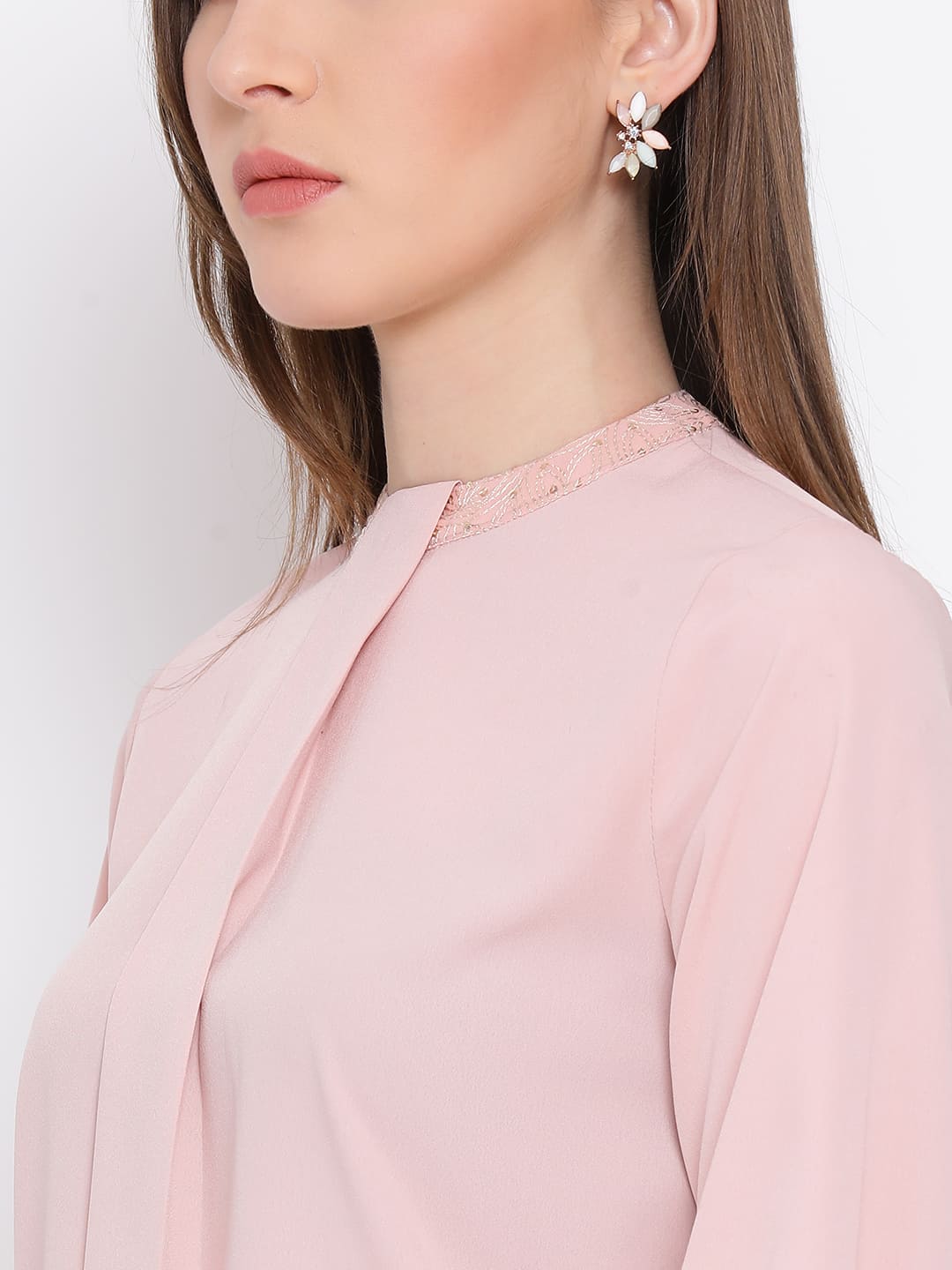 Regular,Pink Top,Regular Top,Round Neck Top,Full Sleeves Top,Pink Solid Top