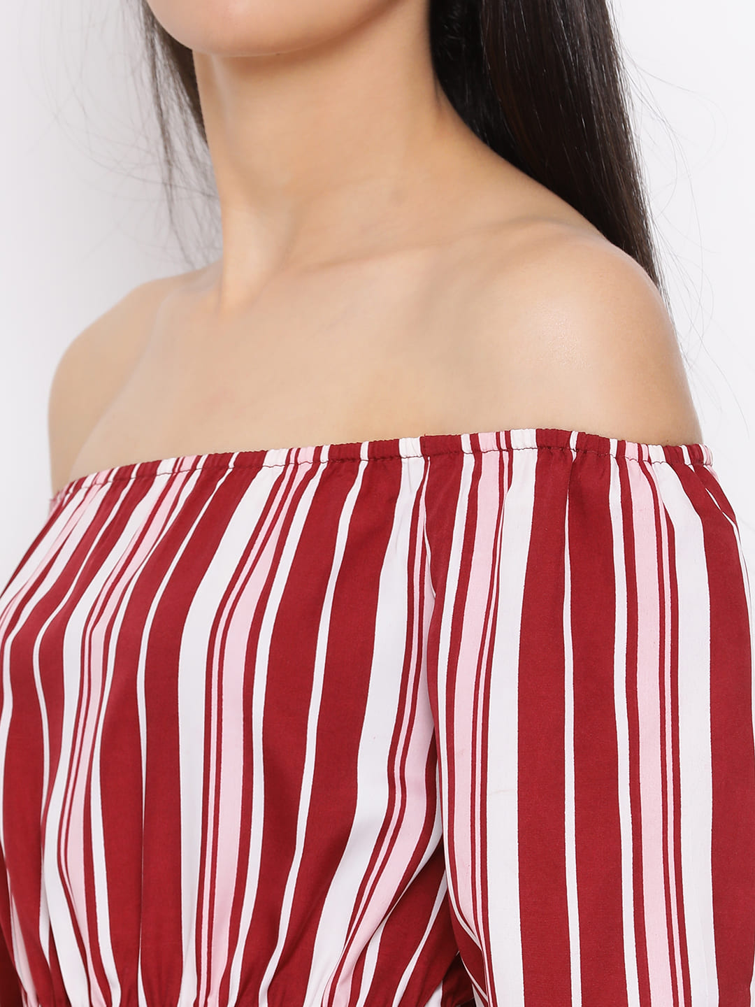 Knee Length,Red Dress,Knee Length Dress,Off Shoulder Dress,Sleeveless Dress,Red Stripes Dress